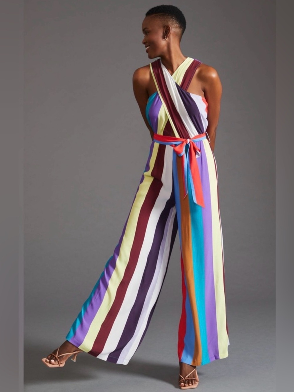 NWT Plenty Criss-Cross Striped Jumpsuit